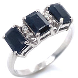 Anillo con zafiro y diamantes en plata 925
