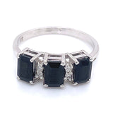 Anillo con zafiro y diamantes en plata 925