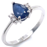 Anillo con zafiro y diamantes en plata 925