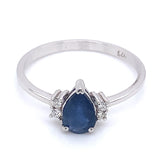 Anillo con zafiro y diamantes en plata 925