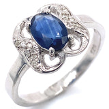 Anillo con zafiro y diamantes en plata 925