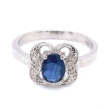 Anillo con zafiro y diamantes en plata 925