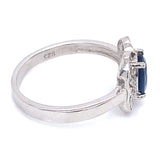 Anillo con zafiro y diamantes en plata 925