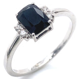 Anillo con zafiro y diamantes en plata 925
