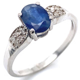 Anillo con zafiro y diamantes en plata 925