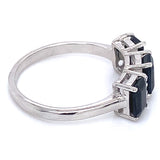 Anillo con zafiro y diamantes en plata 925