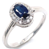 Anillo con zafiro y diamantes en plata 925
