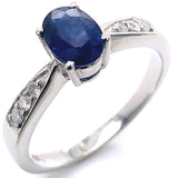 Anillo con zafiro y diamantes en plata 925