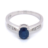 Anillo con zafiro y diamantes en plata 925