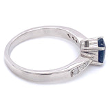 Anillo con zafiro y diamantes en plata 925