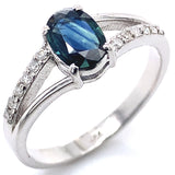Anillo con zafiro y diamantes en plata 925