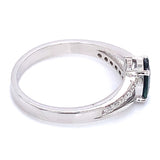 Anillo con zafiro y diamantes en plata 925