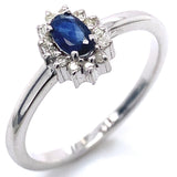Anillo con zafiro y diamantes en plata 925
