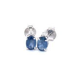 Juego con zafiro y diamantes en oro blanco 10KT