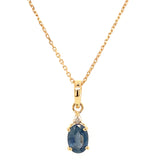 Juego con zafiro y diamantes en oro amarillo 10KT