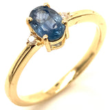 Juego con zafiro y diamantes en oro amarillo 10KT