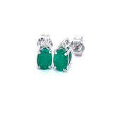 Aretes con esmeralda y diamantes en plata 925