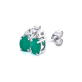 Aretes con esmeralda y diamantes en plata 925