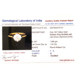 (LD) Anillo con diamante de laboratorio en oro amarillo 10KT.