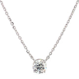 (LD) Collar con diamante de laboratorio en oro blanco 10KT. 41/45CM