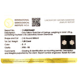 (LD) Aretes con diamantes de laboratorio en oro amarillo 14KT.