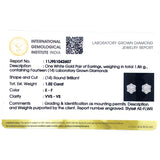 (LD) Aretes con diamantes de laboratorio en oro blanco 14KT.