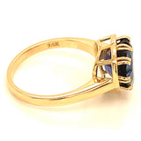 (LD) Anillo con zafiro de laboratorio en oro amarillo 14KT.