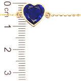 (LD) pulsera con zafiro de laboratorio en oro amarillo 14KT. 19cm