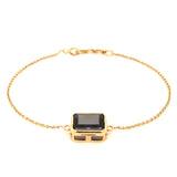 (LD) pulsera con zafiro de laboratorio en oro amarillo 14KT. 19cm