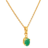 Collar de esmeralda con diamantes en plata 925 (baño en oro amarillo)
