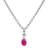 Juego con rubí y diamantes en plata 925. 45cm