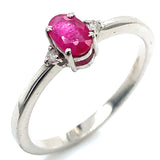 Juego con rubí y diamantes en plata 925. 45cm