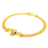 Pulsera (bismark con corazón) en oro amarillo 10KT 18CM