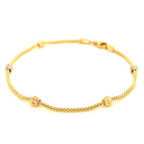 Pulsera en oro tres tonos 10KT 19.5CM