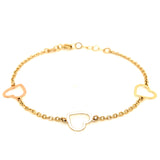 Pulsera (corazones) en oro amarillo 10KT 17/19CM