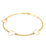 Pulsera (corazones) en oro amarillo 10KT 17/19CM