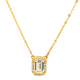 Juego de collar y aretes con circones en oro amarillo 10KT