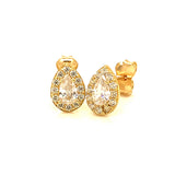 Juego de collar y aretes con circones en oro amarillo 10KT