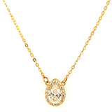 Juego de collar y aretes con circones en oro amarillo 10KT