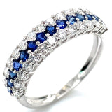 Anillo con zafiros y diamantes en oro blanco 18KT