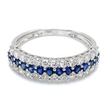Anillo con zafiros y diamantes en oro blanco 18KT