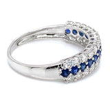Anillo con zafiros y diamantes en oro blanco 18KT