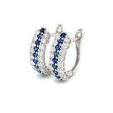 Aretes con zafiros y diamantes en oro blanco 18KT