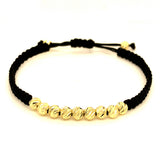 Pulsera (cordón negro ajustable) en amarillo 10KT