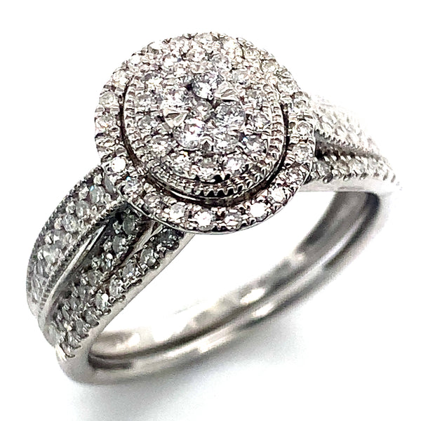 (SOFIA) Set de anillos de diamantes en oro blanco 10Kt.