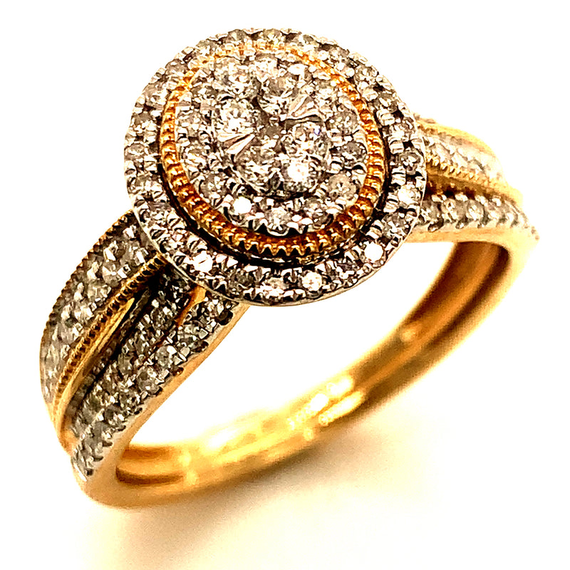 (SOFIA) Set de anillos de diamantes en oro amarillo 10Kt.