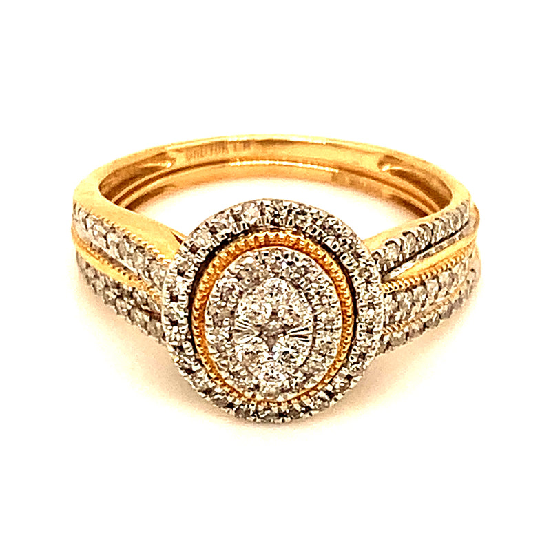 (SOFIA) Set de anillos de diamantes en oro amarillo 10Kt.