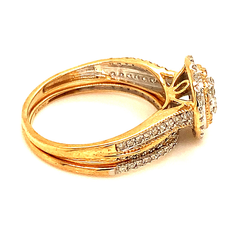 (SOFIA) Set de anillos de diamantes en oro amarillo 10Kt.