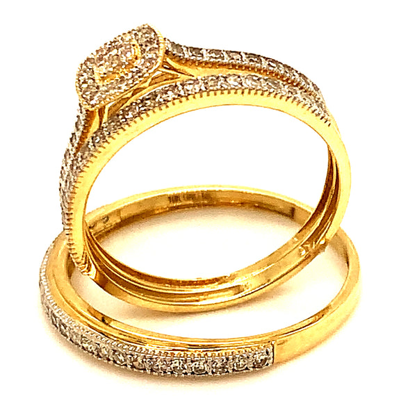(SOFIA) Trío de anillos con diamantes en oro amarillo 10k