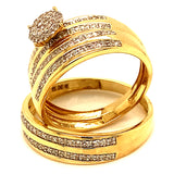 (SOFIA) Trío de anillos con diamantes en oro amarillo 10k